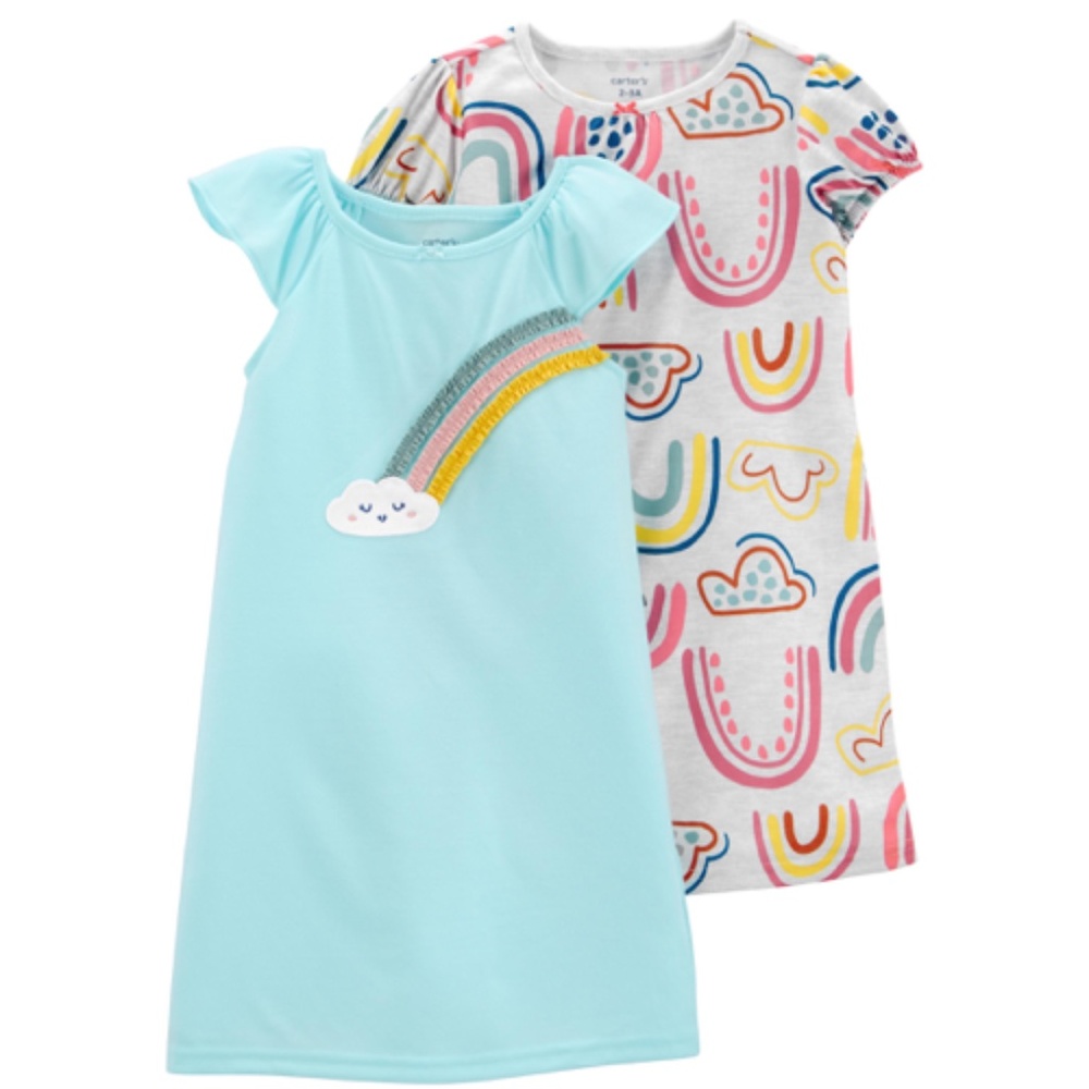 Girls Carter’s 2 Pack of Nightgowns Size 2-3 NWT